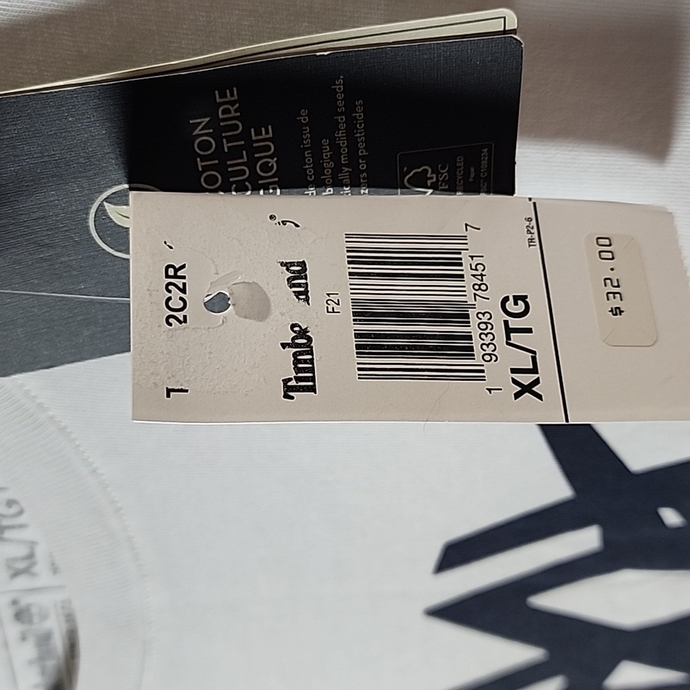 NWT Mens Timberland White T-Shirt with Navy Graphic - Picture 2 of 3